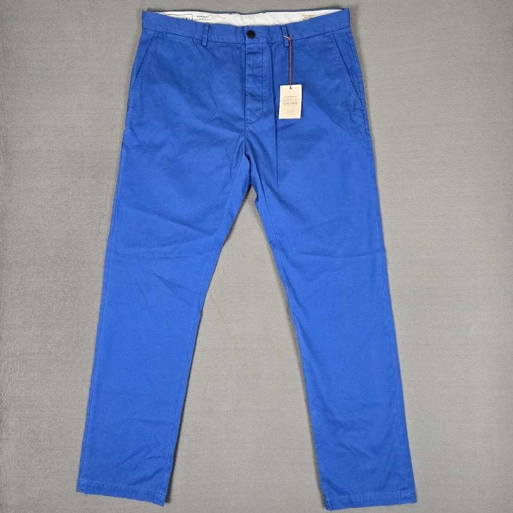 Club Monaco Pants Mens 36x34 Kennedy Classic Fit Chino Button Fly Blue NWT